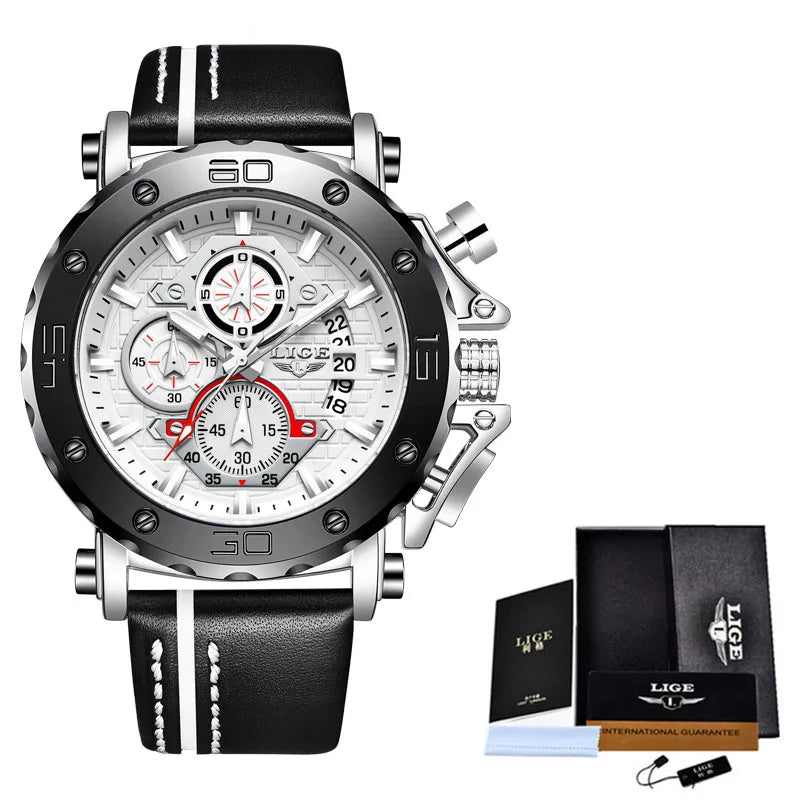 LIGE 2025 New Business Silicone Mens Watches Top Brand Luxury Quartz Watch For Men Waterproof Sport Big Dial Military Wristwatch