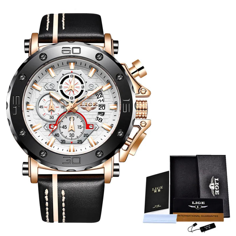 LIGE 2025 New Business Silicone Mens Watches Top Brand Luxury Quartz Watch For Men Waterproof Sport Big Dial Military Wristwatch