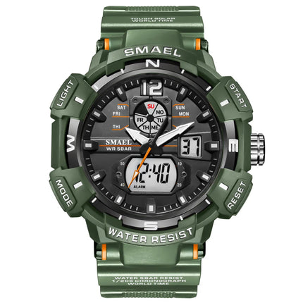 Sport Watch SMAEL Waterproof Watches Quartz Movement Digital LED Back Light Stopwatch Alarm Clock 8045 Men's Watches Military