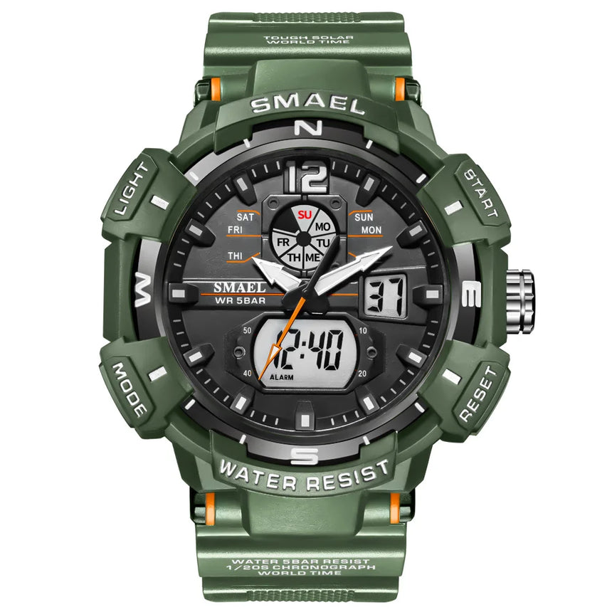 Sport Watch SMAEL Waterproof Watches Quartz Movement Digital LED Back Light Stopwatch Alarm Clock 8045 Men's Watches Military