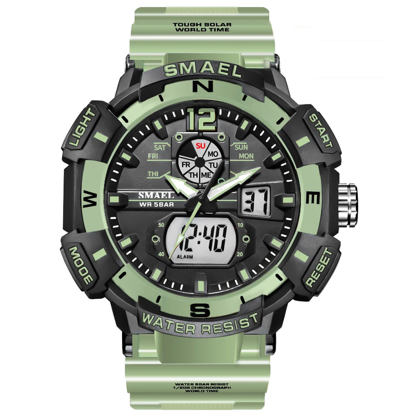Sport Watch SMAEL Waterproof Watches Quartz Movement Digital LED Back Light Stopwatch Alarm Clock 8045 Men's Watches Military