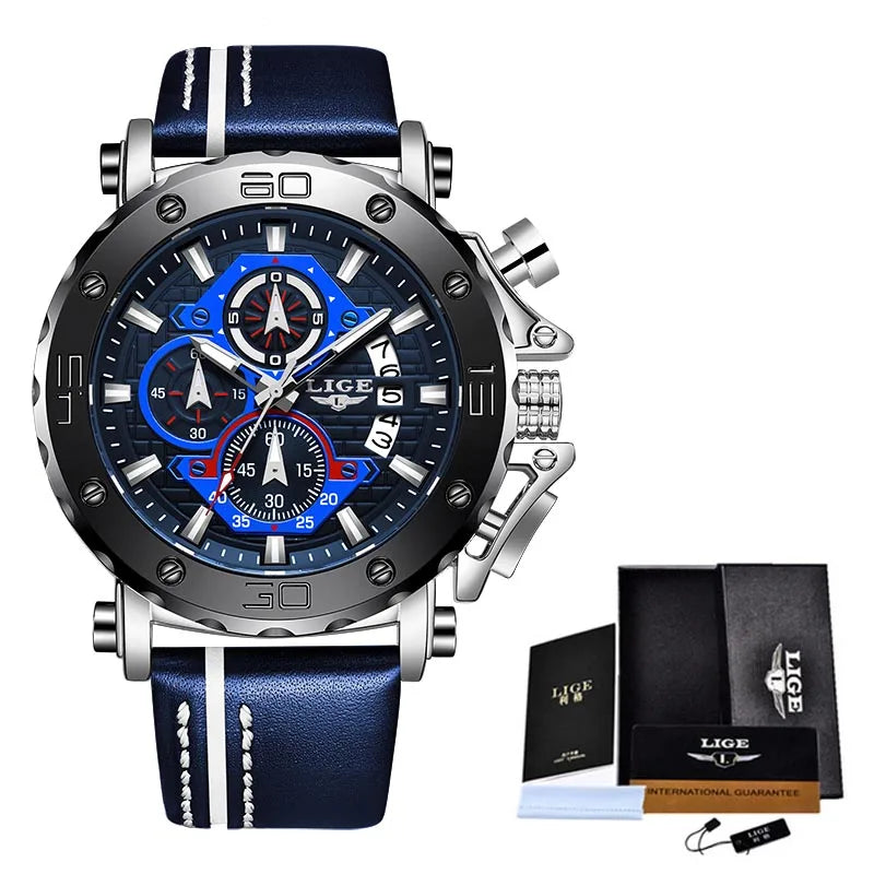 LIGE 2025 New Business Silicone Mens Watches Top Brand Luxury Quartz Watch For Men Waterproof Sport Big Dial Military Wristwatch