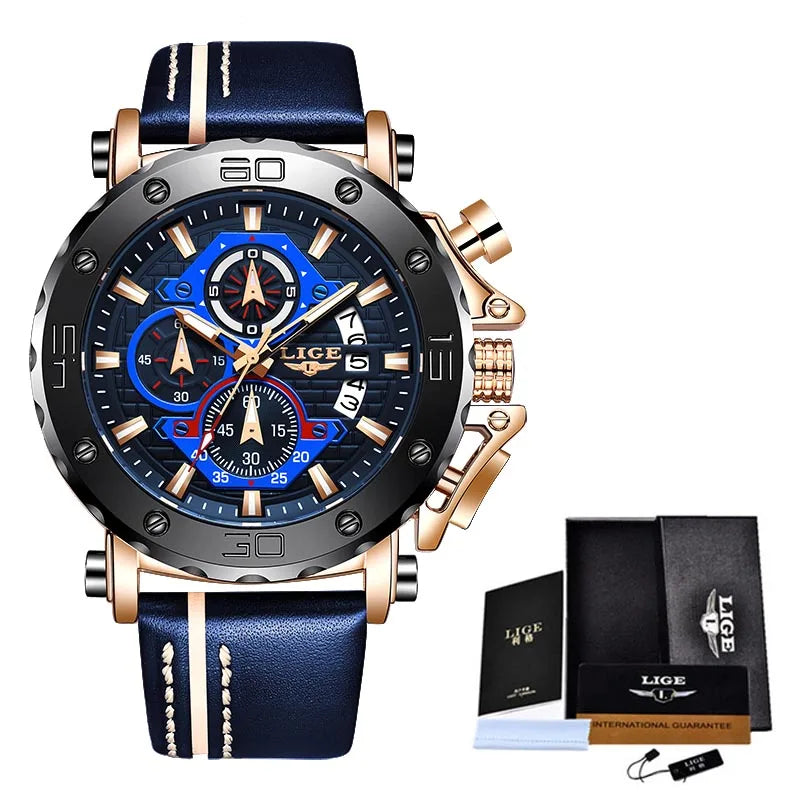 LIGE 2025 New Business Silicone Mens Watches Top Brand Luxury Quartz Watch For Men Waterproof Sport Big Dial Military Wristwatch