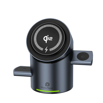 New Truly Qi2 3In1 15W Magnetic Touch Button Wireless Charger for Iphone Android IOS Phones Smart Watches Fast Charging Station