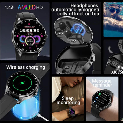 New TWS Noise Reduction Headset Blue Tooth Call Smartwatch Heart Rate Sports Waterproof Headphone Watches 2 In 1 Smart Watch NFC