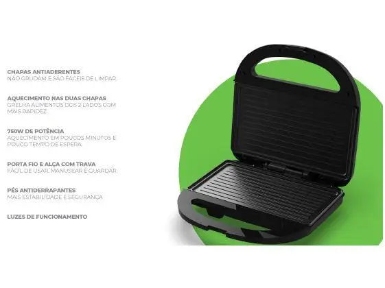 Sandwiches Grill Cadence SanduGrill SAN230 750W Black-110V