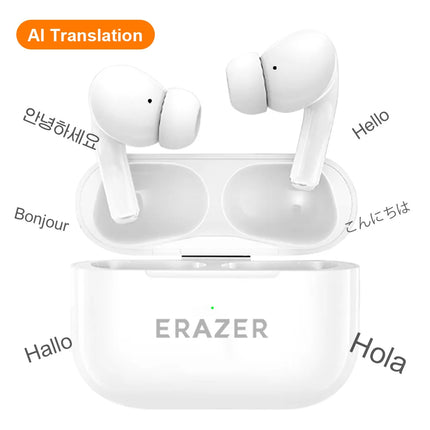 ERAZER AI Translator Wireless Bluetooth Earphones LCD Touch Screen Sports Headphones Hifi Stereo Sound Game Low Latency Earbuds