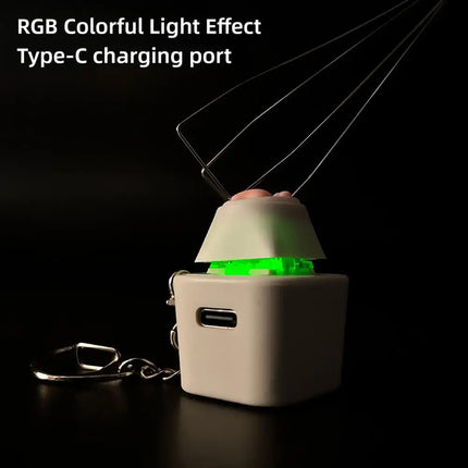 Rechargeable Cartoon Yellow Duck Shaft Tester Keychain With LED Light Fidget Button Finger Toys Fun Keyboard Toy Gifts