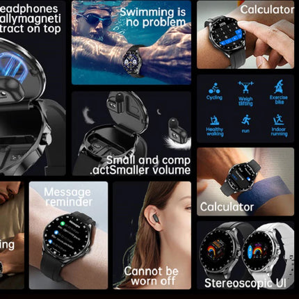 New TWS Noise Reduction Headset Blue Tooth Call Smartwatch Heart Rate Sports Waterproof Headphone Watches 2 In 1 Smart Watch NFC