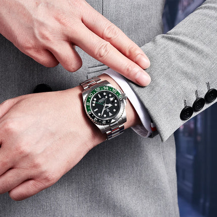 PAGANI DESIGN New 40MM Men's GMT Watch Luxury Sapphire Automatic Mechanical Hand Stainless Steel 100M Waterproof Watch
