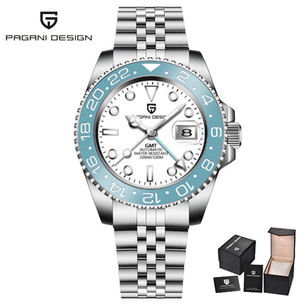 PAGANI DESIGN New 40MM Men's GMT Watch Luxury Sapphire Automatic Mechanical Hand Stainless Steel 100M Waterproof Watch