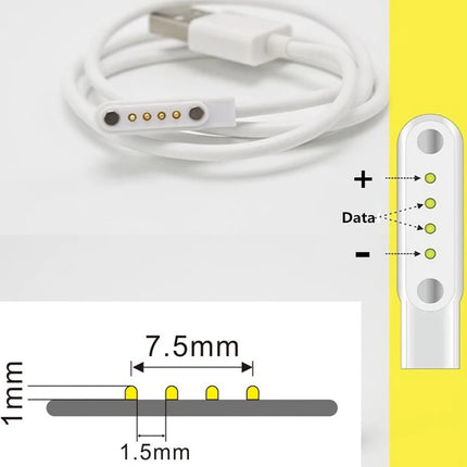 Magnetic Charger USB 2.0 Charging Cable Cord Power 4 Pin For Smart Watch KW88