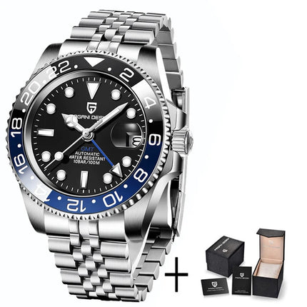 PAGANI DESIGN New 40MM Men's GMT Watch Luxury Sapphire Automatic Mechanical Hand Stainless Steel 100M Waterproof Watch
