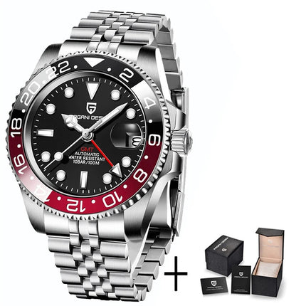 PAGANI DESIGN New 40MM Men's GMT Watch Luxury Sapphire Automatic Mechanical Hand Stainless Steel 100M Waterproof Watch