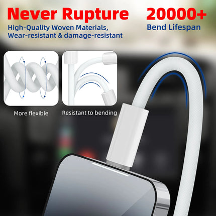 USB A to USB C Woven Cable Car CarPlay Android Auto Data Transfer Car to Phone Audio Charge Cord for iPhone 15 16 17 Samsung