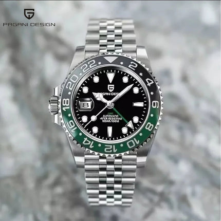PAGANI DESIGN New 40MM Men's GMT Watch Luxury Sapphire Automatic Mechanical Hand Stainless Steel 100M Waterproof Watch