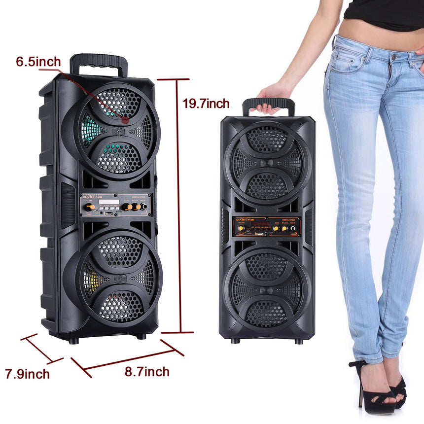 3000W Dual 6.5 Inch Wireless Bluetooth Speaker Outdoor High-Volume Portable Subwoofer Sound System with Microphone LED FM AUX TF