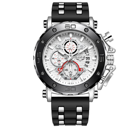 LIGE 2025 New Business Silicone Mens Watches Top Brand Luxury Quartz Watch For Men Waterproof Sport Big Dial Military Wristwatch