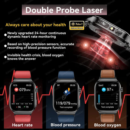 2026 New 2.04" AMOLED Screen Health Care Smart Watch Uric Acid Blood Fat ECG+PPG Blood Pressure Voice Call Smartwatchs Men Women