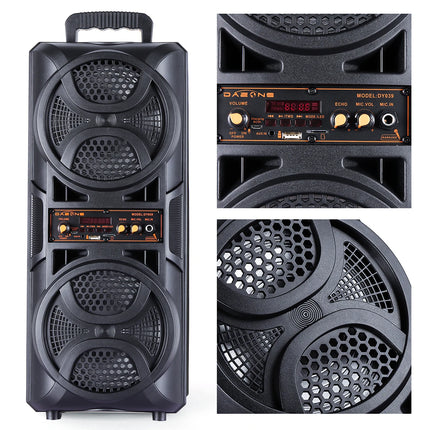 3000W Dual 6.5 Inch Wireless Bluetooth Speaker Outdoor High-Volume Portable Subwoofer Sound System with Microphone LED FM AUX TF