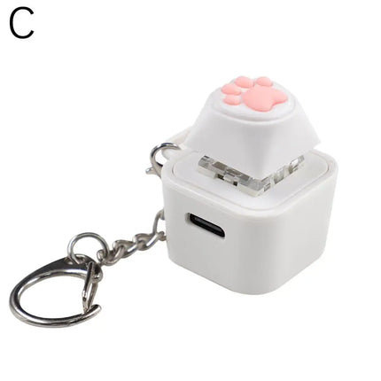 Rechargeable Cartoon Yellow Duck Shaft Tester Keychain With LED Light Fidget Button Finger Toys Fun Keyboard Toy Gifts