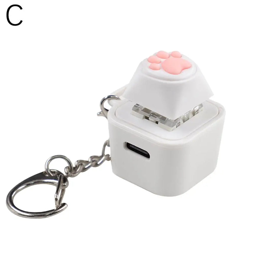 Rechargeable Cartoon Yellow Duck Shaft Tester Keychain With LED Light Fidget Button Finger Toys Fun Keyboard Toy Gifts
