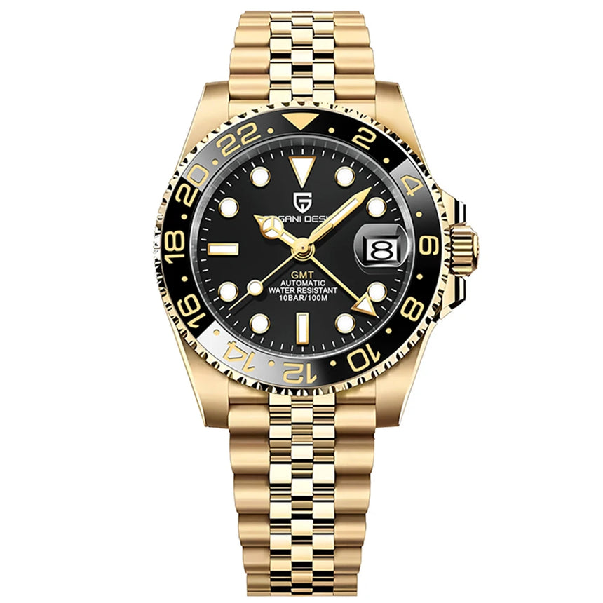 PAGANI DESIGN New 40MM Men's GMT Watch Luxury Sapphire Automatic Mechanical Hand Stainless Steel 100M Waterproof Watch