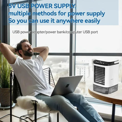 Portable air conditioner 3-speed Mini Air Conditioning 900ml Water Tank Air Cooler with 7-color Night Light For Office Bedroom