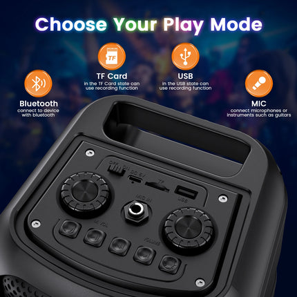 JYX Karaoke Speaker with 2 Wireless Microphones,Portable Bluetooth, DJ Lights, Powerful Sound with Strong Bass,Ideal for Parties