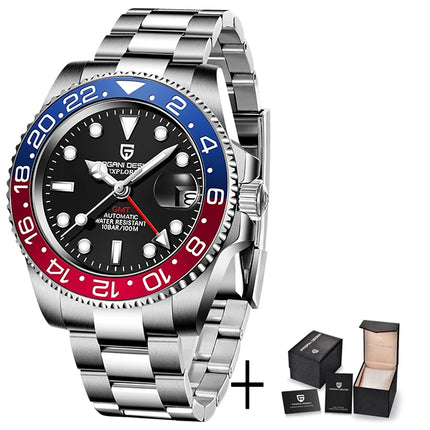 PAGANI DESIGN New 40MM Men's GMT Watch Luxury Sapphire Automatic Mechanical Hand Stainless Steel 100M Waterproof Watch