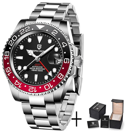 PAGANI DESIGN New 40MM Men's GMT Watch Luxury Sapphire Automatic Mechanical Hand Stainless Steel 100M Waterproof Watch