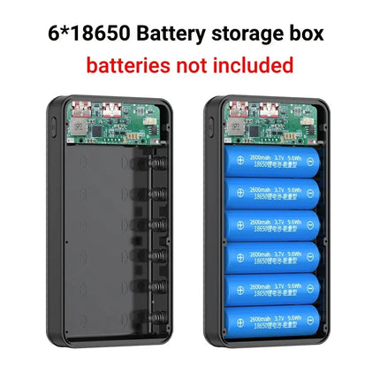 P6 Dual USB Type C Power Bank Shell 5V 10W DIY Shell 18650 Holder Cases Detachable Battery Storage Box With camping lights