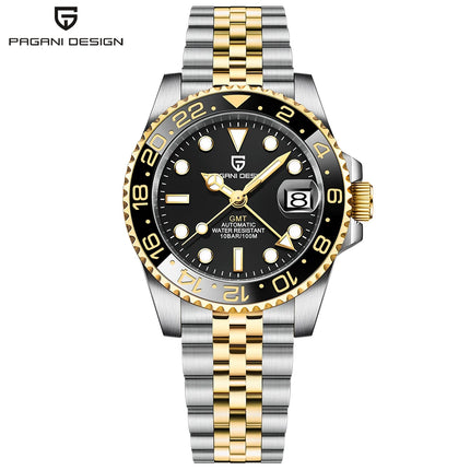 PAGANI DESIGN New 40MM Men's GMT Watch Luxury Sapphire Automatic Mechanical Hand Stainless Steel 100M Waterproof Watch