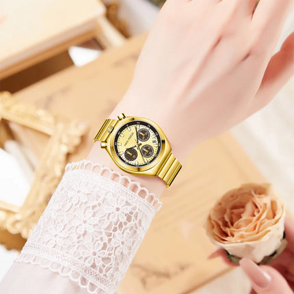 MINIFOCUS Fashion Little Monster Womens Watch Multifunctional Panda Watch Steel Band Chronograph Women Bracelet Quartz Watches