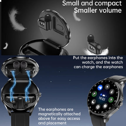 New TWS Noise Reduction Headset Blue Tooth Call Smartwatch Heart Rate Sports Waterproof Headphone Watches 2 In 1 Smart Watch NFC