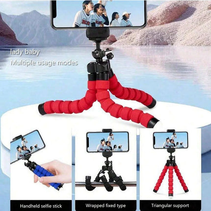 1Pc Portable Tripod Phone Holder Live Streaming Selfie Multifunctional Versatile Outdoor Universal for All Models Foldable Height Adjustable Stable Anti-Slip Tool
