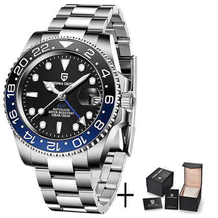 PAGANI DESIGN New 40MM Men's GMT Watch Luxury Sapphire Automatic Mechanical Hand Stainless Steel 100M Waterproof Watch