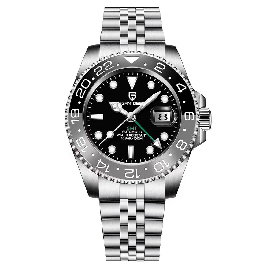 PAGANI DESIGN New 40MM Men's GMT Watch Luxury Sapphire Automatic Mechanical Hand Stainless Steel 100M Waterproof Watch