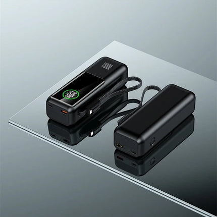 New 100W Super Fast Charging Power Bank with Built-in Cable High Capacity Portable Charger for Laptops Mobile Phones Tablets
