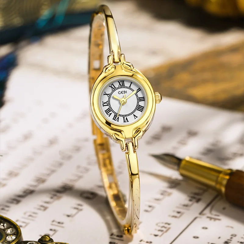 Fashion GEDI Top Brand Luxury Advanced Hand Compact Retro Bracelet Style Women's Simple High Beauty Strap Quartz Wrist Watches