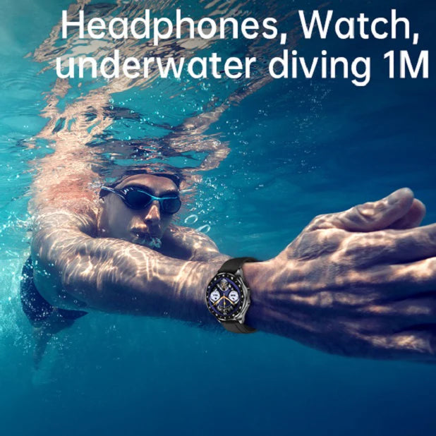 New TWS Noise Reduction Headset Blue Tooth Call Smartwatch Heart Rate Sports Waterproof Headphone Watches 2 In 1 Smart Watch NFC