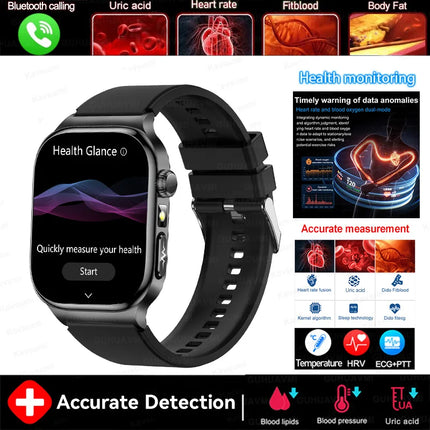 2026 New 2.04" AMOLED Screen Health Care Smart Watch Uric Acid Blood Fat ECG+PPG Blood Pressure Voice Call Smartwatchs Men Women