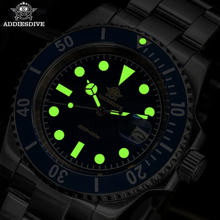 ADDIESDIVE AD2054 Watch For Men Ceramic Bezel reloj hombre 20Bar Waterproof 316L Stainless Steel C3 Super Luminous Quartz Watch