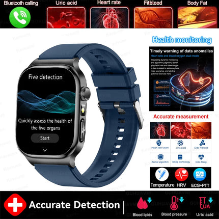 2026 New 2.04" AMOLED Screen Health Care Smart Watch Uric Acid Blood Fat ECG+PPG Blood Pressure Voice Call Smartwatchs Men Women