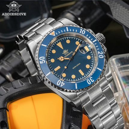 ADDIESDIVE AD2054 Watch For Men Ceramic Bezel reloj hombre 20Bar Waterproof 316L Stainless Steel C3 Super Luminous Quartz Watch