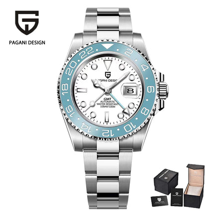 PAGANI DESIGN New 40MM Men's GMT Watch Luxury Sapphire Automatic Mechanical Hand Stainless Steel 100M Waterproof Watch