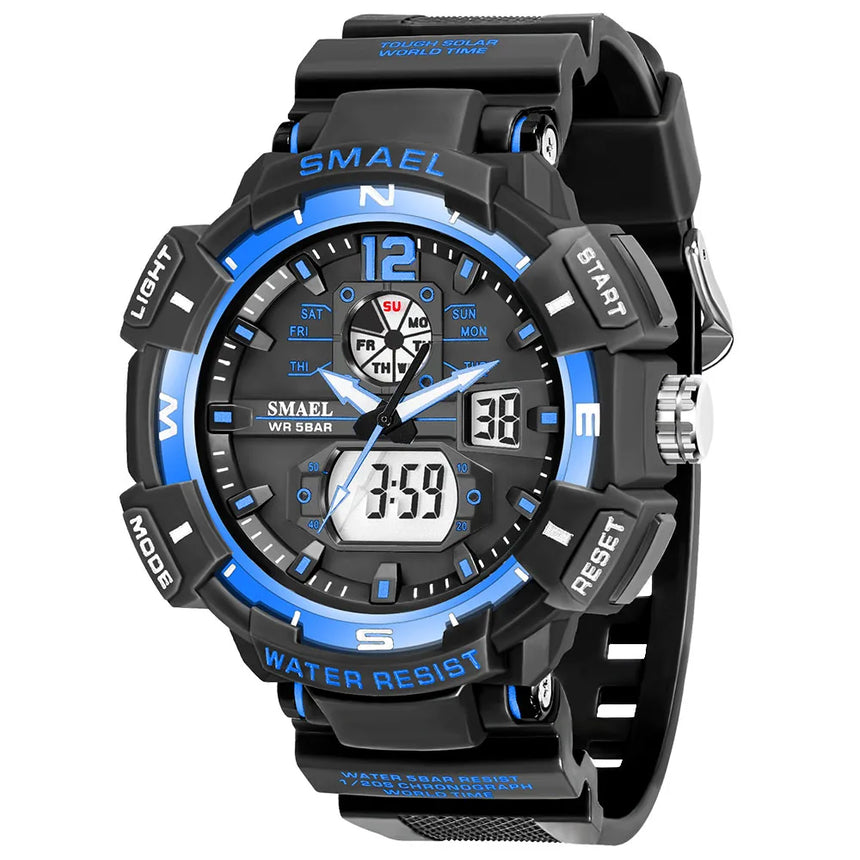 Sport Watch SMAEL Waterproof Watches Quartz Movement Digital LED Back Light Stopwatch Alarm Clock 8045 Men's Watches Military