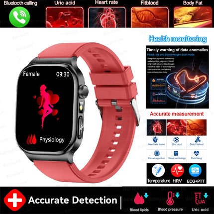 2026 New 2.04" AMOLED Screen Health Care Smart Watch Uric Acid Blood Fat ECG+PPG Blood Pressure Voice Call Smartwatchs Men Women
