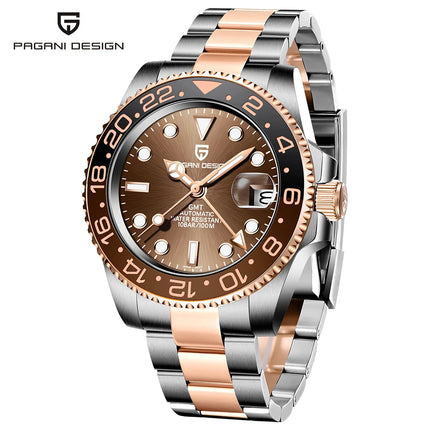 PAGANI DESIGN New 40MM Men's GMT Watch Luxury Sapphire Automatic Mechanical Hand Stainless Steel 100M Waterproof Watch